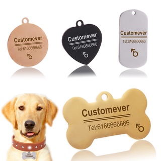 【Ready Stock】❈Custom Dog Tags in Rose Gold Silver or Black Engraved Stainless Steel Pet ID Cat Tag N