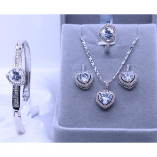 MEI Jewelry 4in1 Diamond Heart Korean Silver Plated Jewelry Set with FREE Gift Box  JJ00176