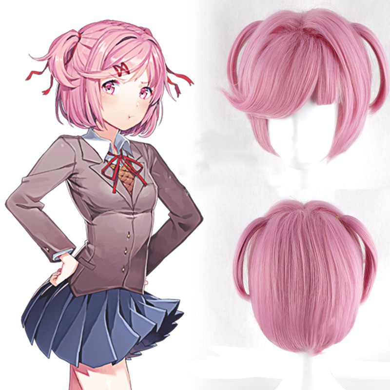 Game Ddlc Doki Doki Literature Club Natsuki Pink Short Wig Halloween Cosplay Costumes Heat Resista Shopee Philippines