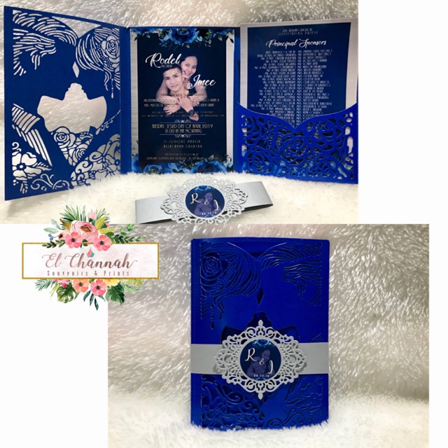 Royal Blue Trifold Wedding Invites 2 0 Shopee Philippines