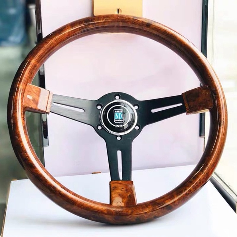 14inch Racing Car Steering Wheel High Quality Copy Wood Steering Wheel with Black Spoke Classic