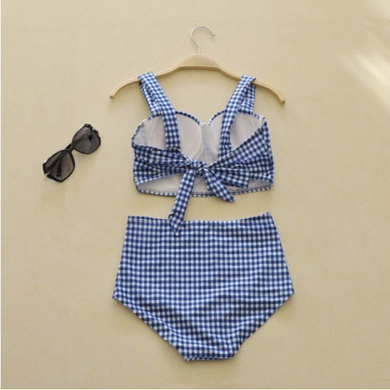 blue checkered swimsuit