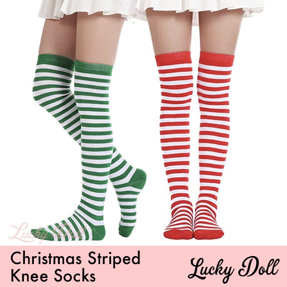 luckyDoll Christmas Santa Elf Stripe White Red or Green Teen Adult Over ...