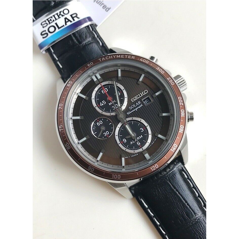 BNEW AUTHENTIC SEIKO SSC503P1 Solar Chronograph Tachymeter Copper Dial  Black Leather Watch For Men | Shopee Philippines
