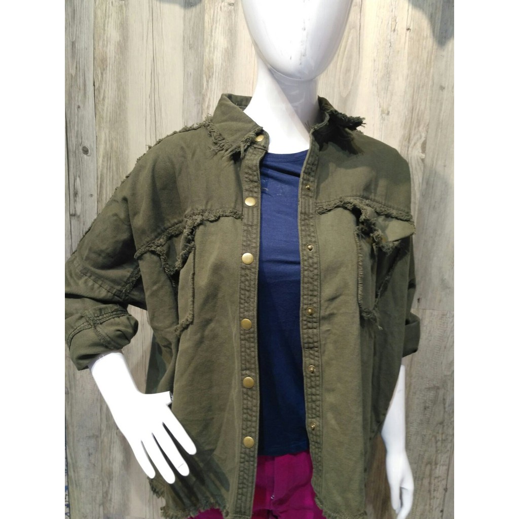 zara denim jacket green