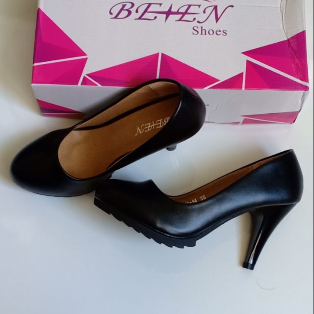black heels slip on
