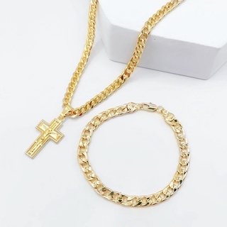 cross gold jewelry set  Necklaces and bracelets Fashionable 24K Bangkok Gold Plated Necklace for men