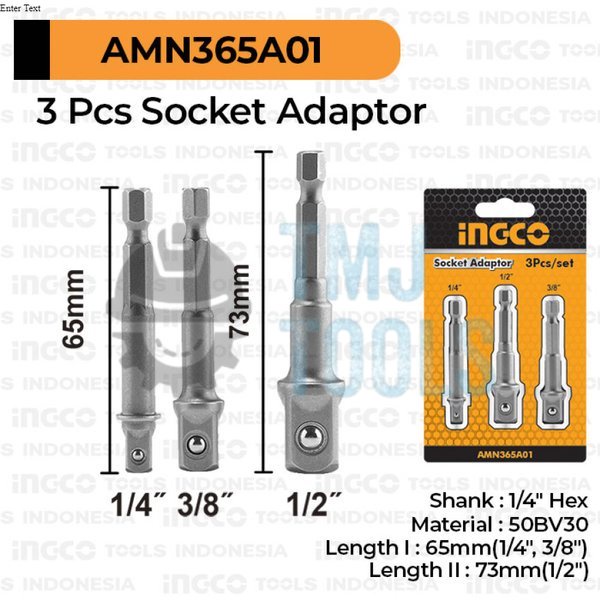 Hex Key Shock Adapter SET 3pcs Extension Impact Driver INGCO AMN365A01 Wrench Adapter Lock