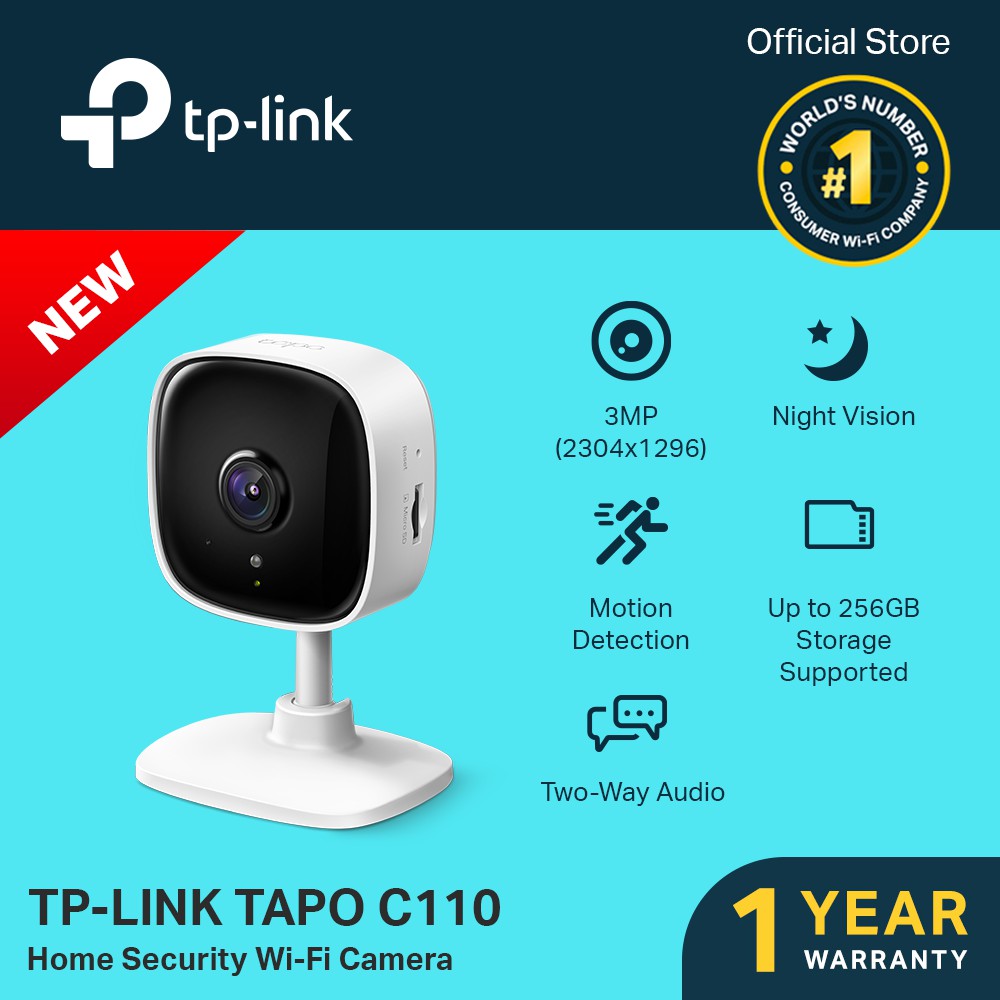 TPLink Tapo C110 Home Security WiFi Camera with Kingston/Lexar Micro