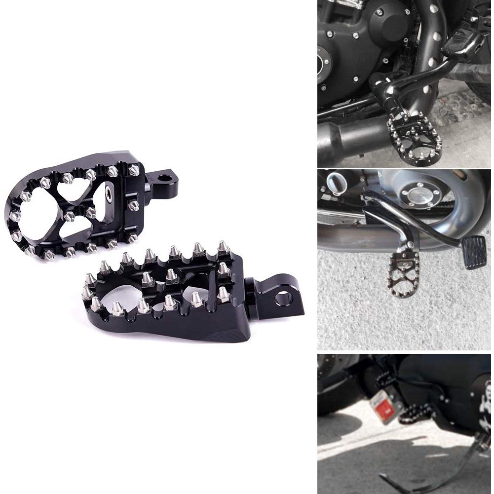 Motorcycle Foot Peg Pedal Outdoor Practical for Har-Ley X48XL1200 BWWNBY 1 Pair Black CNC Wide Foot Pegs 360° Roating 