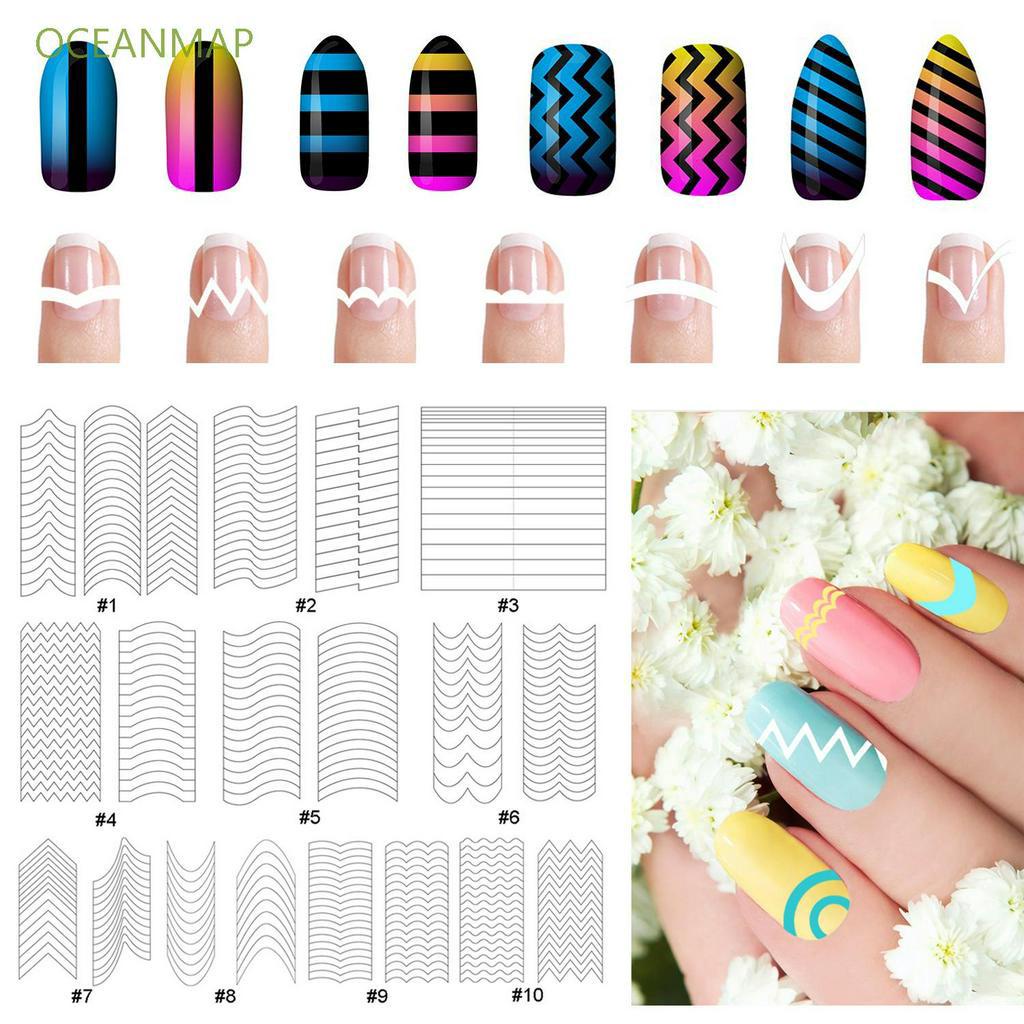 OCEANMAP Smooth Waves Guides Stickers Nail Art Stencils | Shopee Philippines