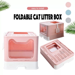 Foldable Large Size Semi -Closure Cat Litter Box With Drawer 51x41x38cm
