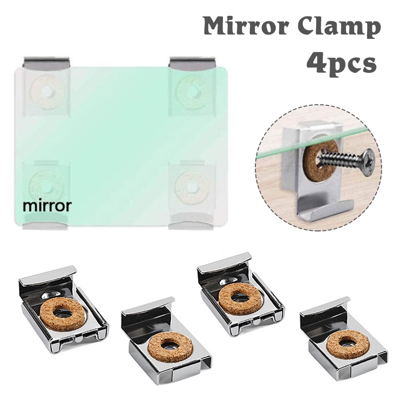 Mirror Clips 4PCS Glass Clips Clamps Holder for 4-6mm Thick Mirror Wall ...