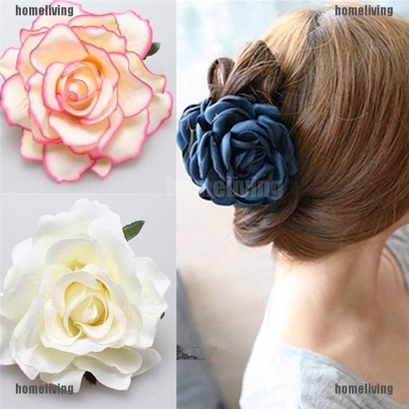 Beautiful Blooming Rose Flower Wedding Bridal Hair Clip headpiece Brooch PinRF