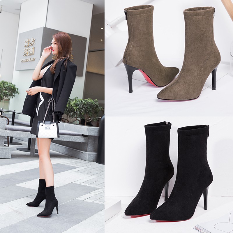 suede high heel boots