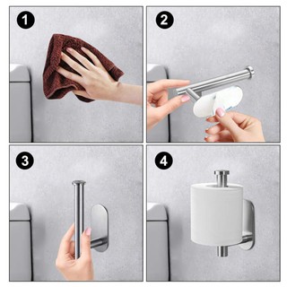 Nail Free Wall Mount Kitchen Bathroom Toilet Roll Paper Holder Tissue Holder Hanging Towel Rack #3
