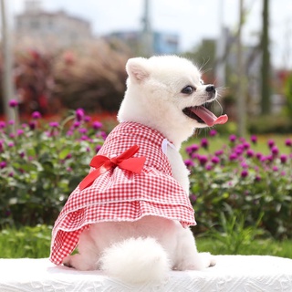 Hipidog Dog Skirt Bowknot Dress Wedding Spring Summer Autumn New Plaid Pet Cat Clothes Articles Stripes