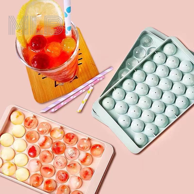 HOT 33 Grids Round Ice Cube Whiskey Ice Cube Molder, Cube Maker Ball