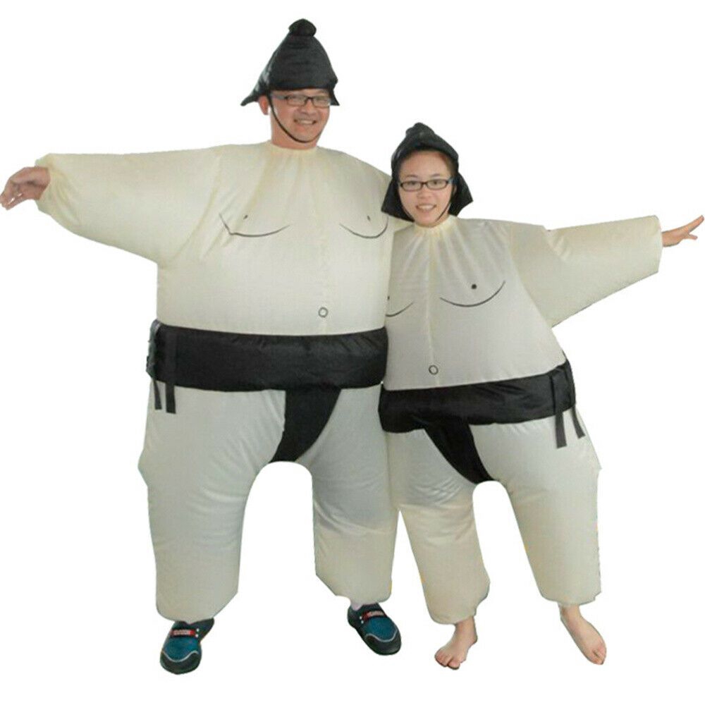 Sumo Wrestler Costume Inflatable Suit Blow Up Party Outfit Cosplay Dress Kid Men 