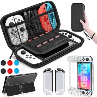 9 in 1 Accessories Kit for 2021 Nintendo Switch OLED Model with Dockable Protective Case Cover, HD NS Switch OLED Screen Protector and Thumb Grip Caps
