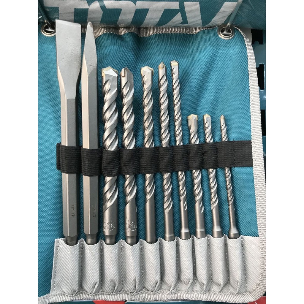 TOTAL 10pcs hammer drill bits and chisels set (INDUSTRIAL) TACSD19101 |  Shopee Philippines