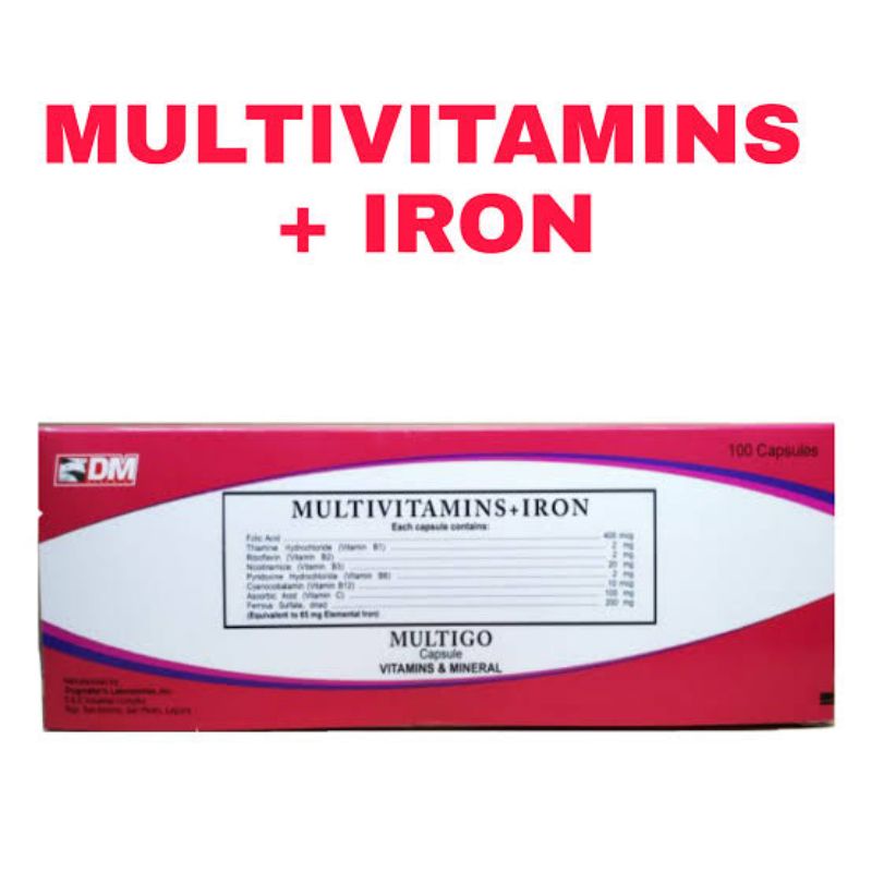 multigo multivitamins plus iron 1 box 100pcs Shopee Philippines