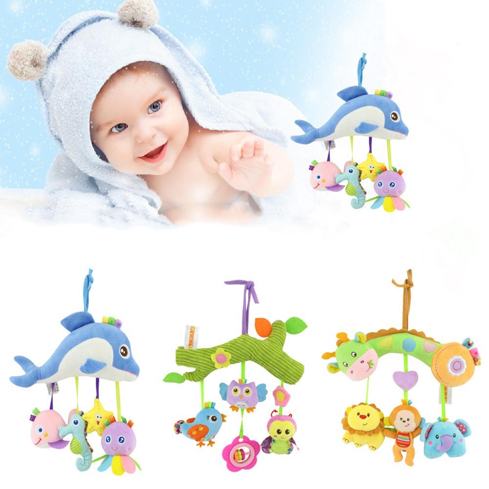 Baby Plush Cartoon Animal Toy For Crib Hanging Baby Carriage