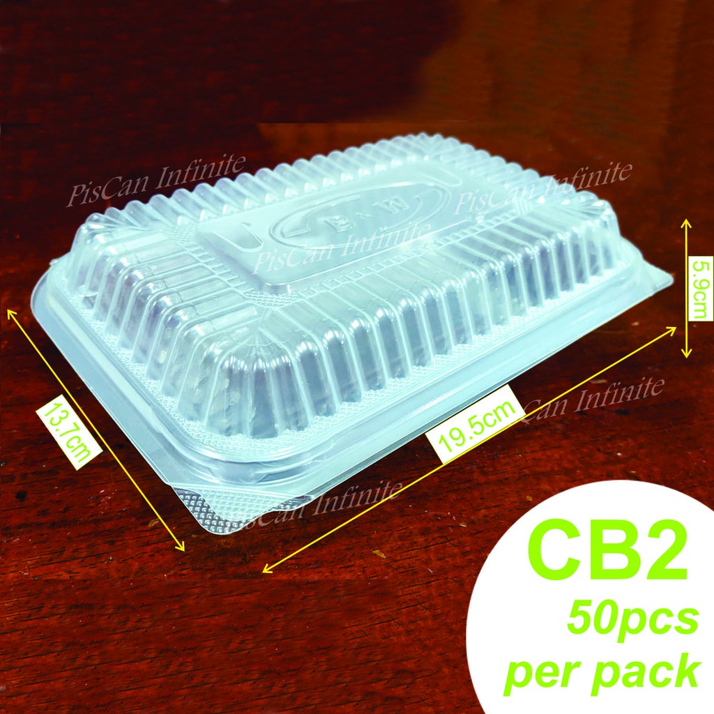 50pcs Eco Plastic CB2 (Regular) Clamshell Pastry Spaghetti Container