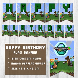 minecraft flag banner birthday theme can custom font ...