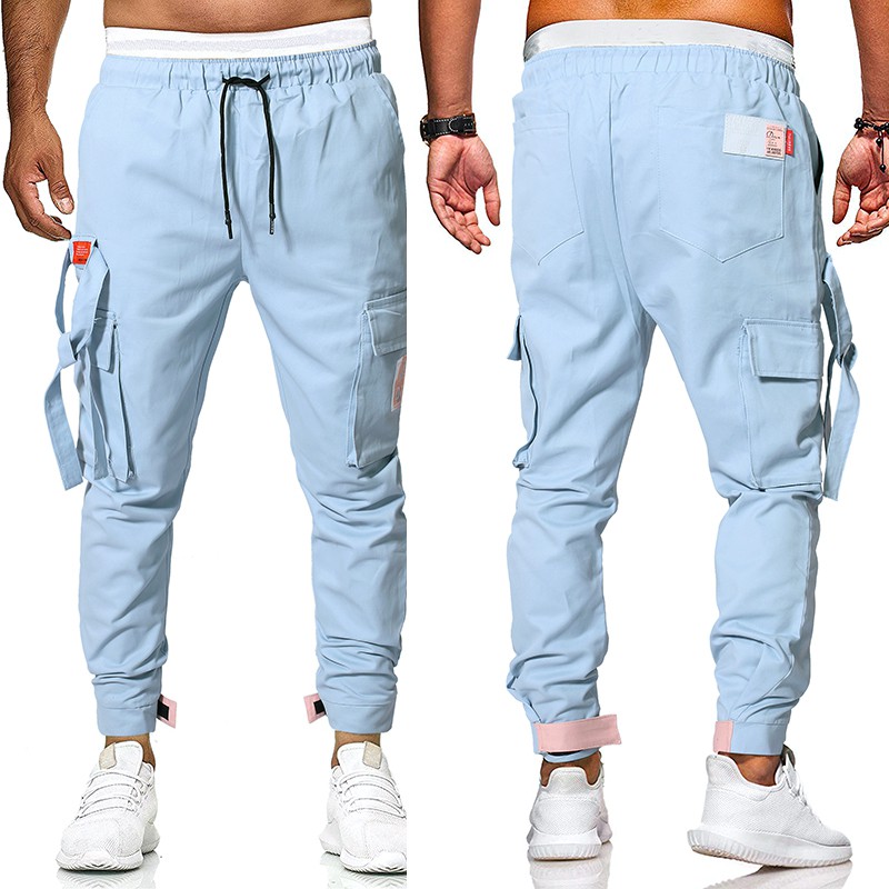 blue cargo sweatpants