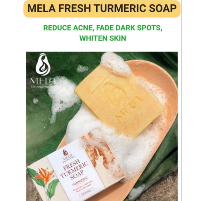MELA FRESH TURMERIC SOAP ( SOAP FROM VIETNAM REMOVE ACNE, DARK SPOTS