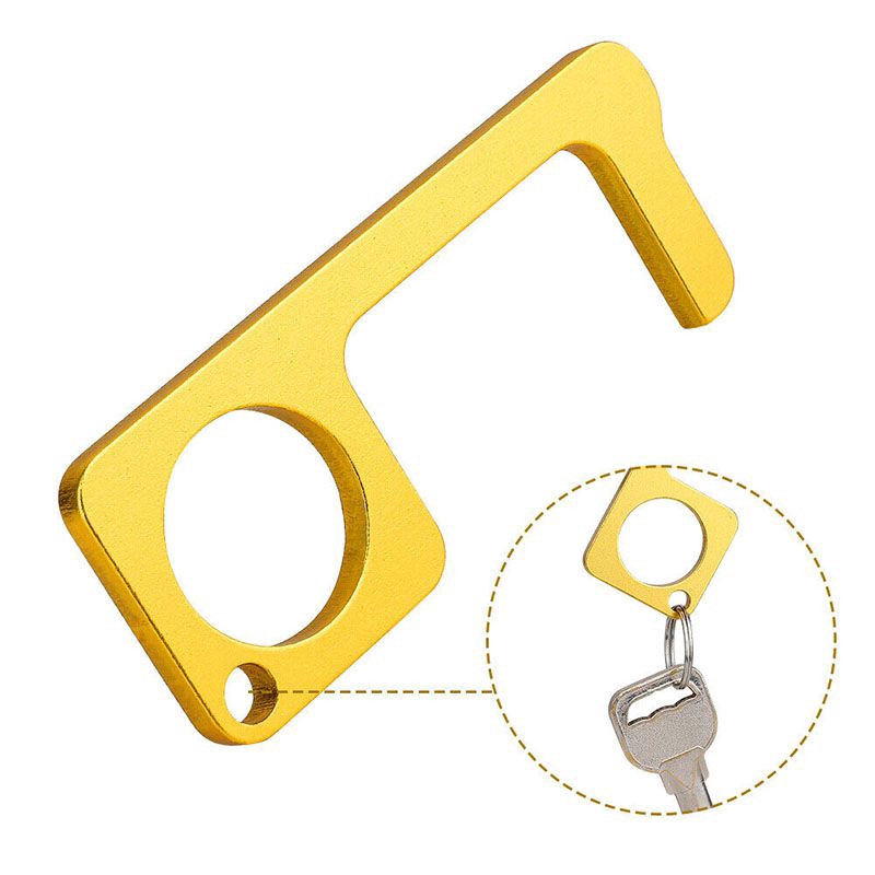 Simple Hand Brass Door Opener Door Handle for Push The Elevator Button Open 1 pc Keychain Contactless Safety Door Opener 