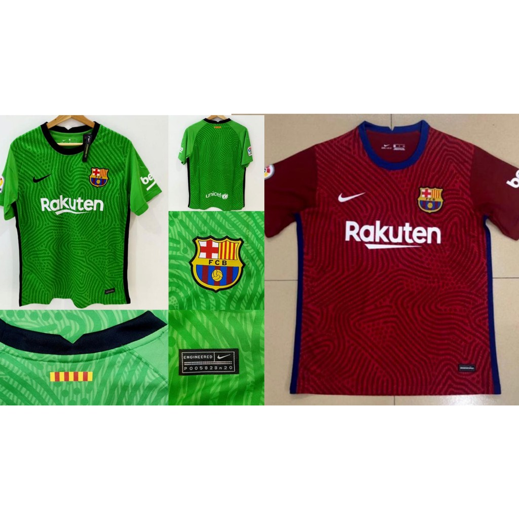 Barcelona Gk Jersey Kiper 2020 / 2021 Barca Gk Green Red ...