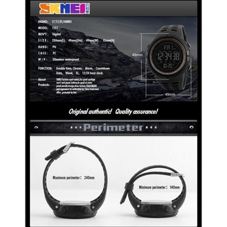 [100% Genuine]SKMEI New mens sports watch chronograph alarm clock digital watch 50M waterproof dual time countdown stopwatch 1251 #4