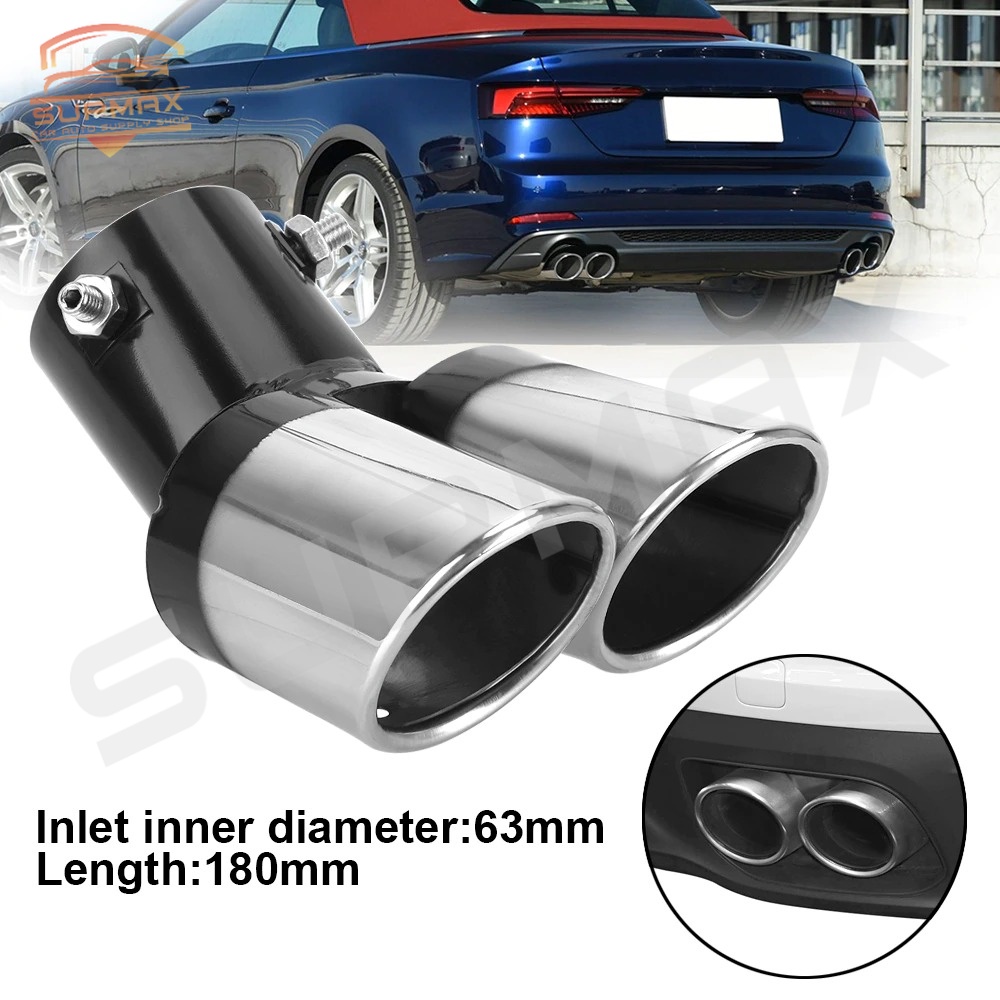 Universal Auto Muffler Tip Dual Outlet Car Exhaust Tip Stainless Steel ...