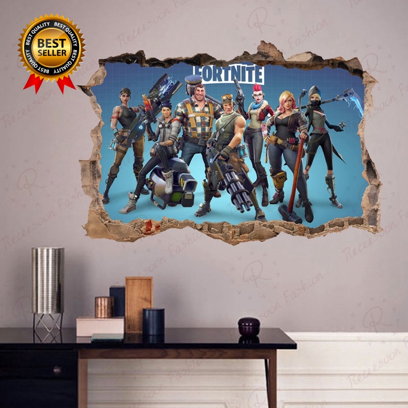 Fortnite Video Game 3D Hole In Wall Wall Sticker Decal DIY Mural Graphic 