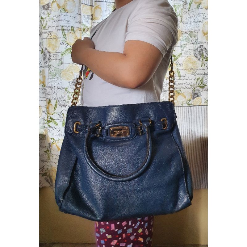 Personal Preloved Michael Kors Midnight Blue Hamilton Bag Large | Shopee  Philippines