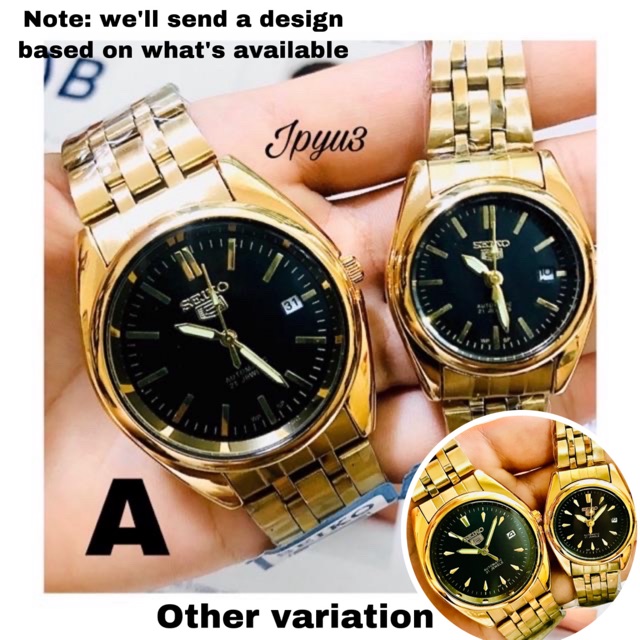 JPYU3] SEIKO 5 AUTOMATIC Double Date Water Resist COUPLE MENS WOMENS Gold  watch | Shopee Philippines