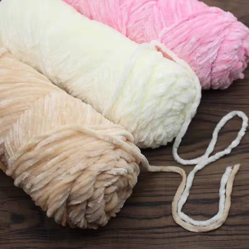 Handmade~Chenille Golden Velvet Wool Hand-Knitted Medium Thick Baby Thread Men Women Sweater Scarf Crochet Wo