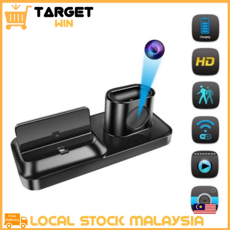 Wifi Kamera Keselamatan Spy Smartphone Charger Station Dock Stand