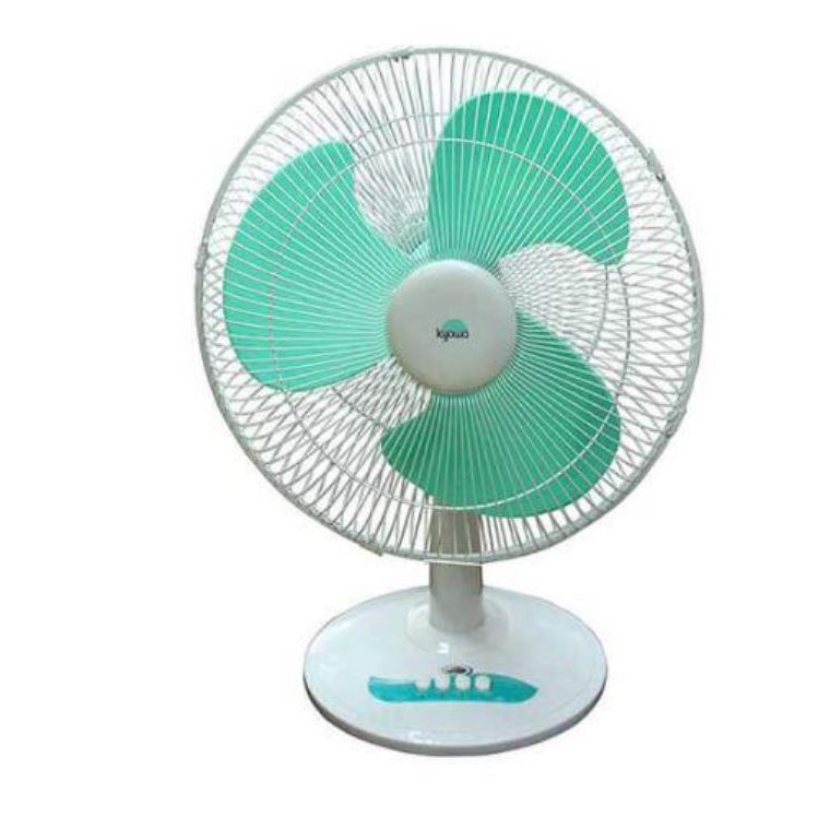 small white desk fan