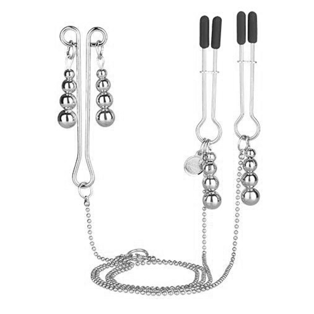 3 Head Metal Nipple Clamps With Chain Clitoris Clips Flirting Teasing Sex Toys Bdsm Slave