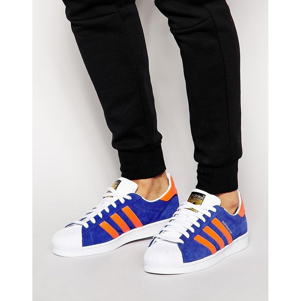 adidas superstar white blue orange