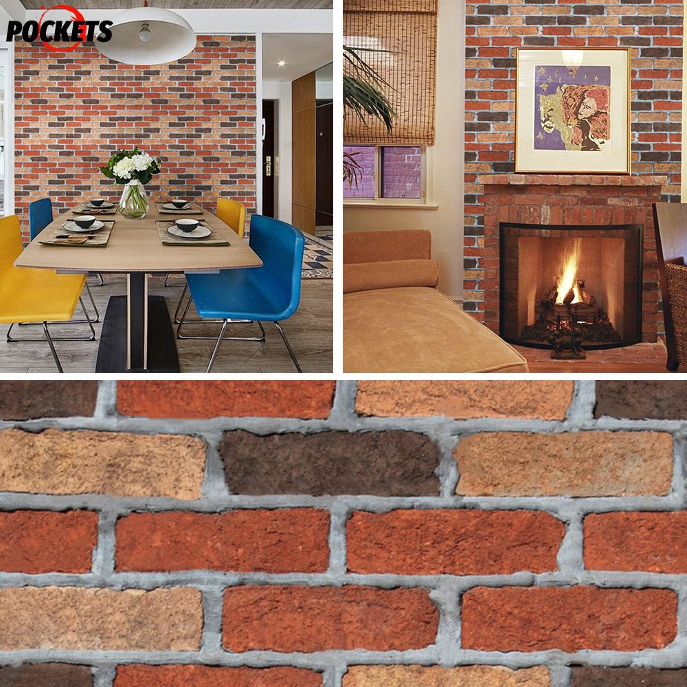 1M 3D Wall Sticker Brick Stone Rustic Effect Self-adhesive Wall Paper Home Decor