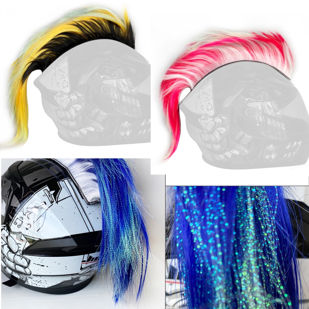 New Arrival Helmet Mohawk Hair Punk Hair Wig for Motorcycle Cosplay