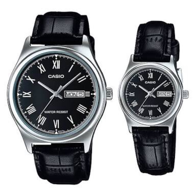 casio leather couple watch