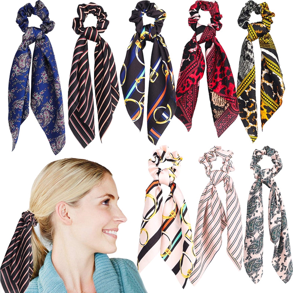 8pcs Cloth Hair Scrunchies Scarf Hair Ties Hair Bobbles For