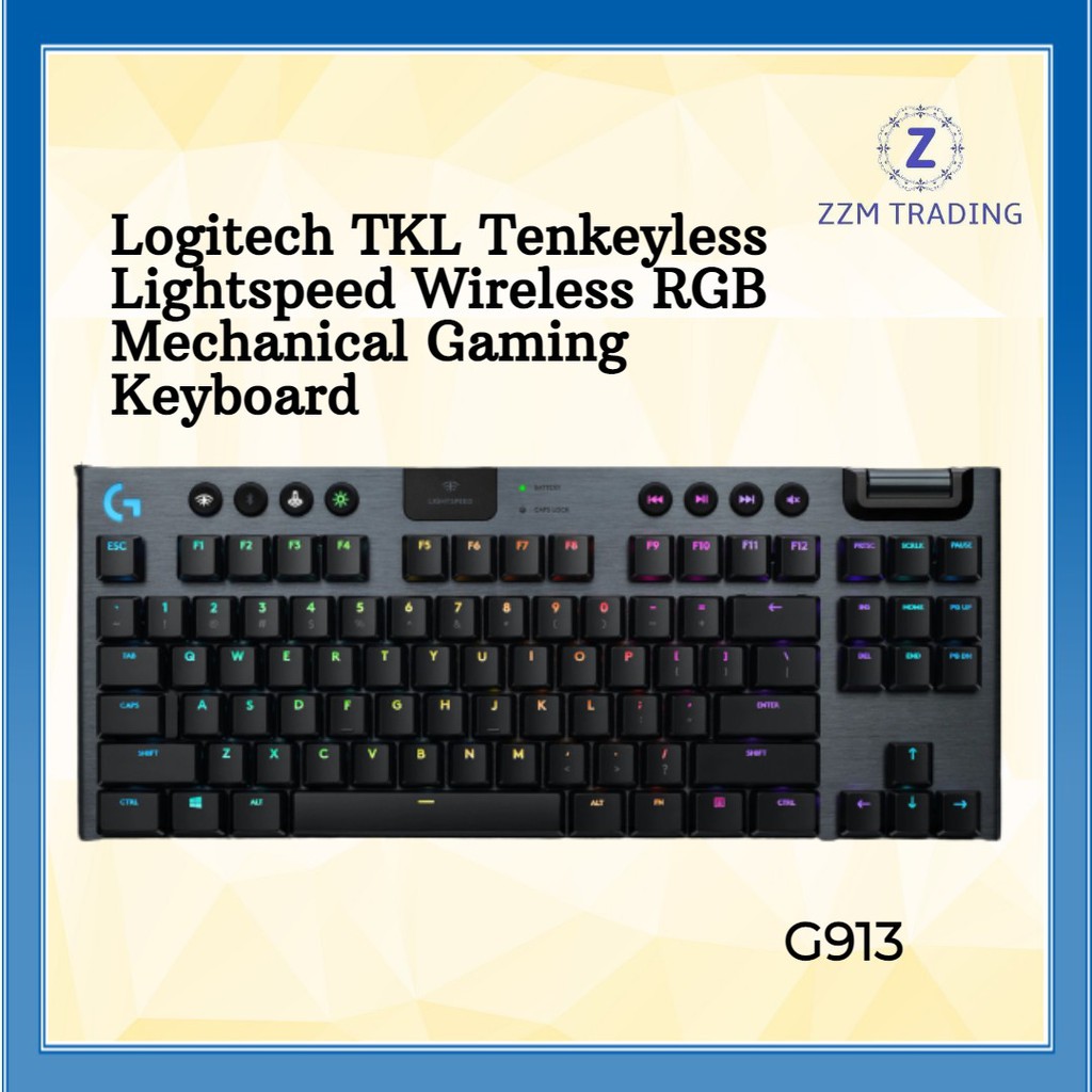 Logitech G913 TKL Tenkeyless Lightspeed Wireless RGB Mechanical Gaming ...