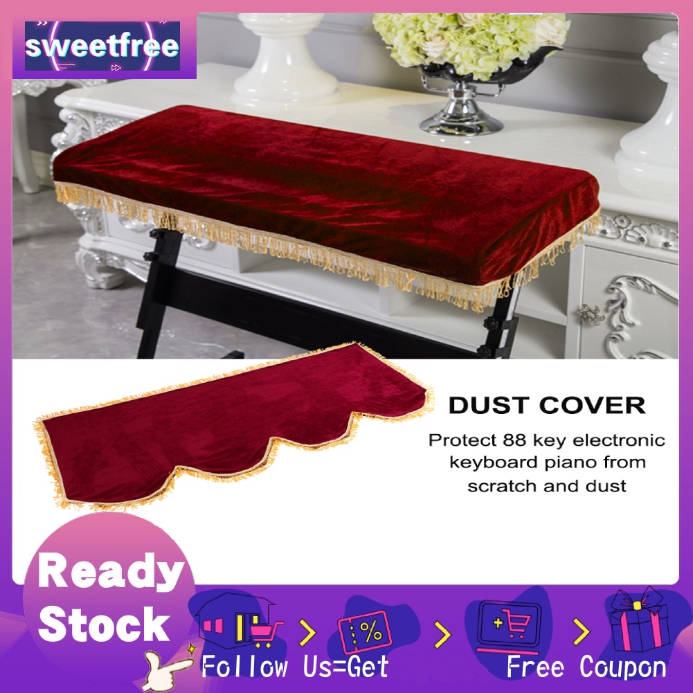 Pleuche Anti-dust Decorated Keyboard Cover for 61/88 Key Electronic Piano Burgundy for 61 Key 