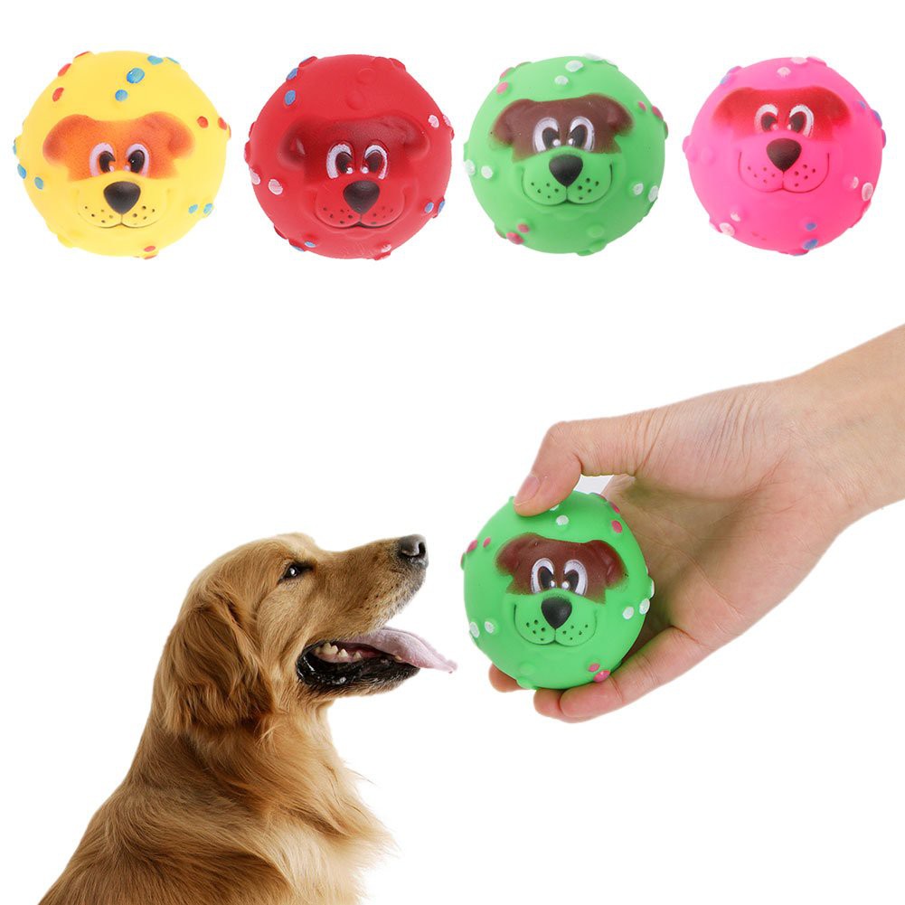 Dog toy dog face Nontoxic rubber pet squeaky interactive ball sounding